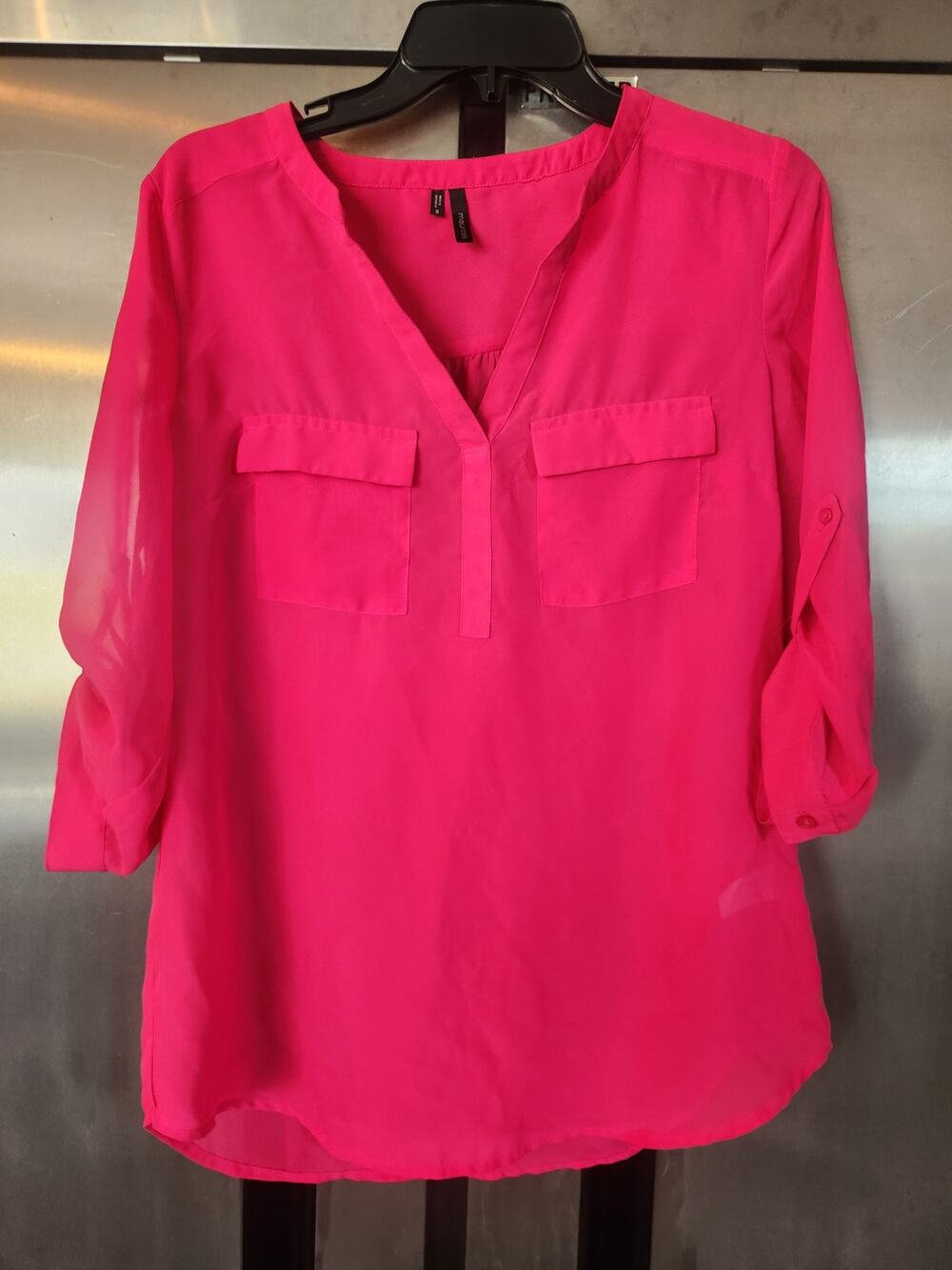 Maurices Womens Sheer Blouse Size S | Hot Pink
